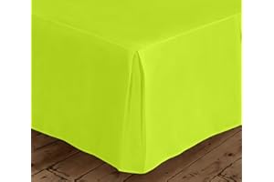 AE Linen® Double Valance Base Sheet | Deep Fitted Bed Base Valance Sheet Double with 26 cm Deep Pocket | Soft & Comfortable | Fade & Shrink Resistant (Lime Green)