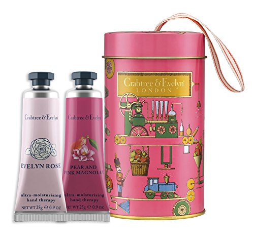 Crabtree & Evelyn Pear and Pink Magnolia/Evelyn Rose Hand Therapy Ornament Tin