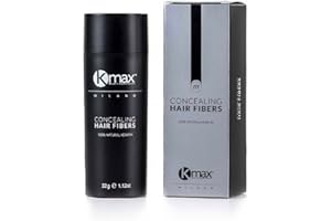 Kmax Concealing Hair Fibers - Fibre Cheratina per Capelli, Polvere Capelli per un Effetto Infoltimento Capelli, Fibre Capelli per Coprire le Calvizie - Formato Economy da 32 gr - Castano Medio