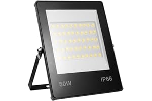 Yinet-EU Faretto LED da Esterno 50W 5000LM Faretto LED Proiettore Bianco Caldo 3000K Luce di Sicurezza Ultra Sottile Impermeabile IP66 Lampada Esterno LED Floodlight per Garage Giardino