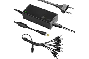 GONINE Fuente de alimentación 12V 5A 60W para cámara de vigilancia con Enchufe de 2 Polos 100 V-240 V CA a CC con Cable Distribuidor de 8 Polos para cámara de vigilancia CCTV DVR, Tira de Luces led