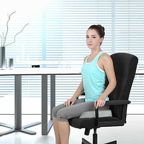 Naipo Sitzkissen – Auto Sitzkissen – Memory Schaum Sitzkissen – Rollstuhl Sitzkissen – Steißbein Kissen – Lindert den Rückenschmerz beim Sitzen Grau - 3