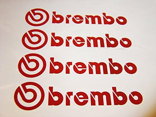 4x 75mm BREMBO RED BRAKE CALIPER DECALS FOR REAR CALIPERS, STICKERS