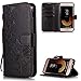 Produktbild FNBK Samsung Galaxy J3 2017 J330 Hülle Leder Schwarz Löwenzahn Blumen Handyhülle Holster Leder Flip Wallet Cover Tasche Stand Case Card Slot Magnetverschluß Kratzfestes Schutzhülle