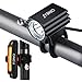 Produktbild ONEU Frontlicht Kopfleuchten, STVZO Super Hell 3 Helligkeiten Wasserdicht LED Fahrradbeleuchtung, Batterie Betriebene fahrradlichter led set für Laufen,Höhlenforschung,Joggen,Camping,Wandern Mit LG Akuu