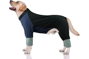 Hjumarayan Pigiama Cane Taglia Grande, Body Post Operatorio Cane Elasticizzata Tutina con Zip Chirurgico, Copertura Totale Tuta per Recupero Pigiami Fresco per Passeggiate, Nero 4XL