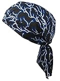 100% algodón Bandana pañuelo para la cabeza pre atada relámpago azul