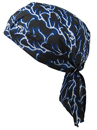 Bandana pañuelo para la cabeza pre atada relámpago azul