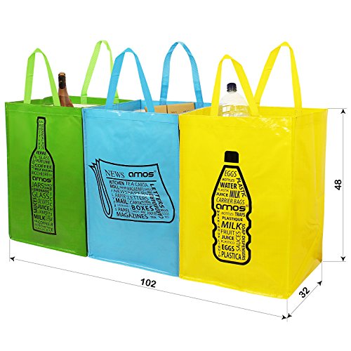 Amos 3er Set Wiederverwendbare 53l Taschen Mit Transportgriffen Fr Recycling Mlltrennsystem Abfalltrenner Fr Sortieren Von Glas Plastik Papier Amos 3er Set Wiederverwendbare 53l Taschen Mit Transportgriffen Fr Recycling Mlltrennsystem Abfalltrenner Fr Sortieren Von Glas Plastik Papier