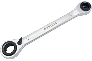 DAKCOS Klucz zapadkowy 4 w 1 przełączany 8 x 10-12 x 13 mm podwójny klucz oczkowy z grzechotką CR-V z matową powierzchnią chromowaną