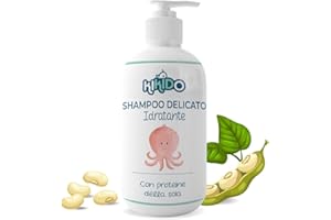 Kikido Shampoo Bambini 250 ml - Per Cute Sensibile Neonato Con Proteine della Soia e del Latte - Gel Detergente Delicato Emolliente Senza Lacrime