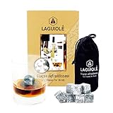 LAGUIOLE - Glaçons refroidisseurs Premium en stéatite - Boîte cadeau de 9 glaçons - Idéal pour Whisky ou Rhum - Mieux que des glaçons d'eau - Produit écologique & Durable - pierre stéatite - Gris