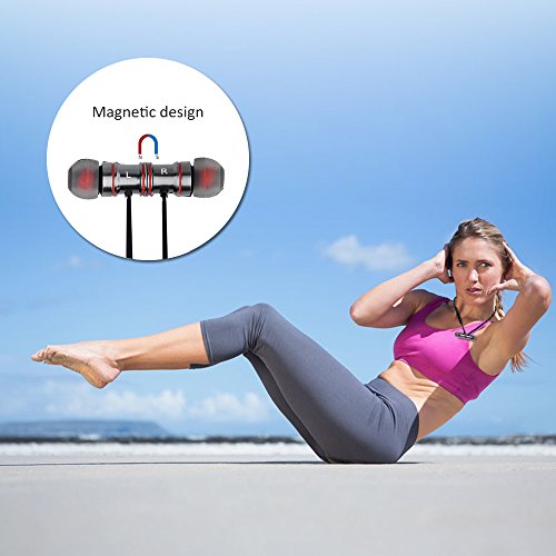 Auriculares Inal  mbricos de Deportes Sunvito 4 1 Magn  tico Auriculares In-Ear Manos Libres con Bluetooth con Micr  fono  Prueba de Sudor y Dise  o Ergon  mico  Negro-Gris 