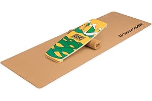 BoarderKING Indoorboard Classic - Tavola di Equilibrio per Surf e Skate Indoor, Tavola Propriocettiva per NeuroMuscular Response Training, incl. Tappetino Protettivo