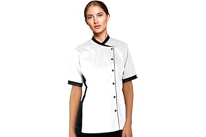 UNIFORMATES.COM Short Sleeves Women's Ladies Side Mesh Panel Chef Coat by Uniformates