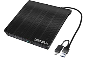 DEEPFOX External Type-C DVD Drive, Portable Optical Drive Burner & CD DVD +/-RW Writer/Rewriter/Player, High Speed Data Transfer for Laptop/Desktops, USB Type C, Windows 8