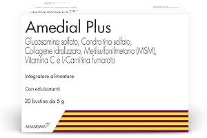 ALFASIGMA Amedial Plus, Integratore Alimentare per il Benessere delle Ossa e delle Cartilagini, 20 Bustine da 5mg da Sciogliere in Acqua