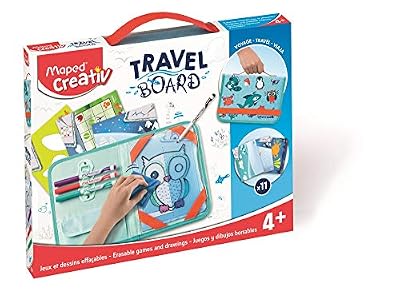 MAPED Creativ - Valisette Ardoise Dessins Effaçables Animaux - Loisirs Créatifs enfants - Mini-Ardoise Transparente