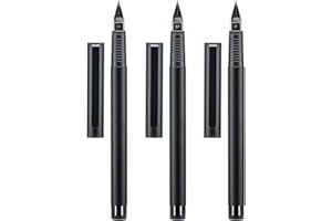 ASVINE Jinhao 65 - Juego de 3 plumas estilográficas (punta ultrafina y extrafina y fina, bolígrafo de escritura suave con convertidor (color negro)