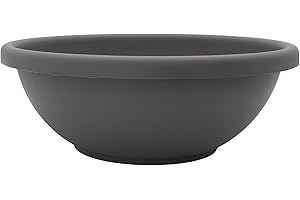 The HC Companies 20 Inch Large Garden Bowl Planter - Shallow Plant Pot with Drainage Plug for Indoor Outdoor Flowers, Herbs, Warm Gray