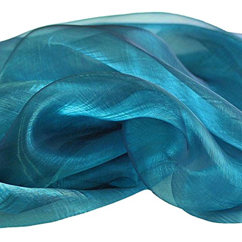 ORGANZA Stoff Meterware in Petrol-Schwarz mit FARBWECHSEL – hauch zart und durchsichtig - 2