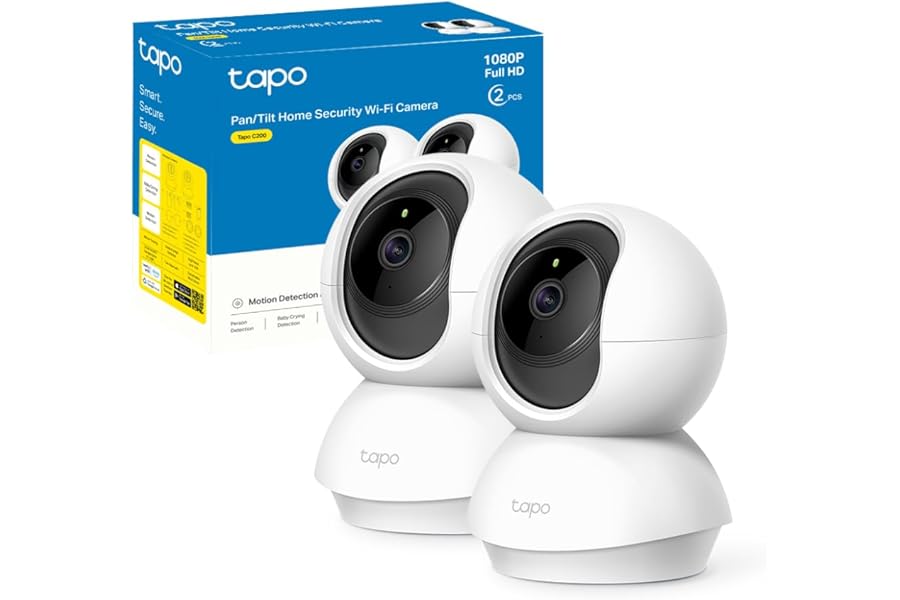 Tapo C200P2 Indoor Wi-Fi Camera, 1080P Surveillance Camera, Night Vision, Two-Way Audio, Real Time Motion Sensor Notifications, Contains 2 C200