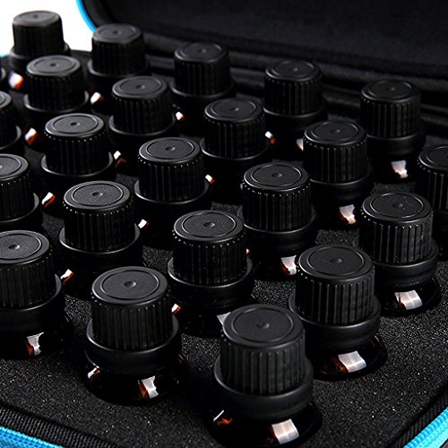btsky 30 Flaschen Langlebig und wasserdicht Hard Shell EVA-ätherischen Ölen Griff Tragetasche Nagellack-Aufbewahrungsbox Schaumstoffeinlage Organizer schwarz/blau - 7