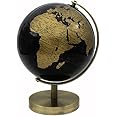Lesser & Pavey Vintage Rotating Gold and Black World Globe with Metal Stand, h27cm