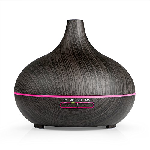 REIDEA Aroma Diffuser 300ml Ultraschall Luftbefeuchter Leise Kalten Nebel Oil Düfte Humidifier Holzmaserung LED mit 7 Farben, Abschaltautomatik und Timer