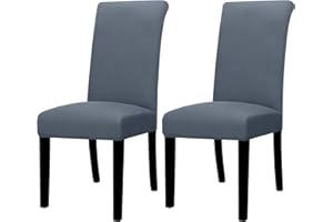 Lellen Dining Chair Covers Set of 2, Stretch Chair Covers Dining Chair Slipcovers Removable Washable Reusable Home & Kitchen Decor Protector Dining Room Chair Covers,Grey Blue