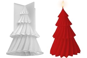 DZAY Moule à Bougie d'arbre de Noël, 3D Arbre de Noël en Forme d'origami Bougie Moule, Moule en Silicone pour Sapin de Noël, DIY moule pour Gâteaux Fondants Chocolats Décoration de Bonbons Savon