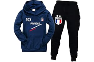 FORLCOOL Jogging Enfant De Football France 2 étoiles Sweats à Capuche Survêtements garçon Sweats à Capuche Pantalons de Sport