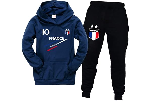 Jogging Enfant De Football France 2 étoiles Sweats à Capuche Survêtements garçon Sweats à Capuche Pantalons de Sport