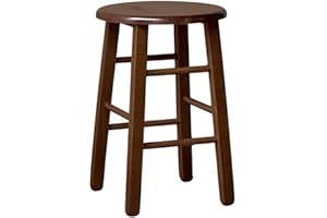 OKAFFAREFATTO DI ZIMBARDI COSTANZA OKAFFAREFATTO MADDALONI Sgabello basso da bar in legno h 47 cm con seduta rotonda in legno noce scuro con gambe dritte già montato