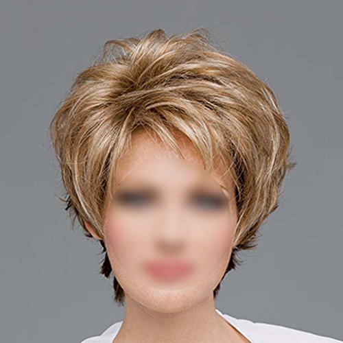 LUFA Frauen Nizza Braun Mit Golden Blonde Mixed Lady Gerade Kurz Synthetische Haar Perücken - 3