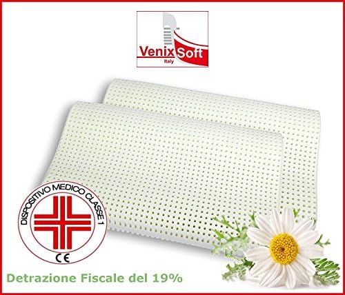 Pair pillows cushions VENIXSOFT (heat sensitive), Luxury, anatomical, with microholes for greater transpiration, with removable and washable pillowcase of cotton, Made in Italy