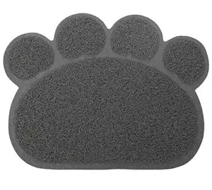 Emily Pets Printed Paw Shape Pad Dog/Cat Litter Mat Pet Puppy Kitty Dish Feeding Food Bowl Placemat Anti-Skid Waterproof Sleeping Pad (Color: Grey, Small)