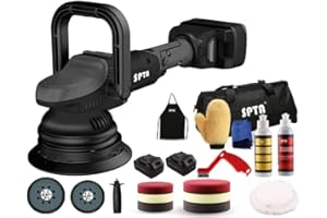 SPTA Cordless Car Polisher, 20V, 2500-4500RPM, Variable Speed, Battery Powered, with 2 Batteries, Charging Station, for Vehicles, Boats, Tiles, Metals