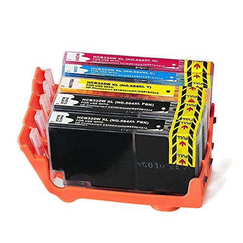Ink E-Sale 5x Kompatible Tonerkartuschen zu 364XL für Photosmart D5460, Officejet 4620, Officejet 4622, Deskjet 3070A, Deskjet 3520, Photosmart 5510, Photosmart 5515, Photosmart 5520, Photosmart 5525, Photosmart 6510, Photosmart 6520, Photosmart 7510, Photosmart 7520, Photosmart C5324, Photosmart C5380, Photosmart C6324, Photosmart C6380, Photosmart B8550 Drucker, Schwarz ca. 550 Seiten, Cyan, Gelb, Magenta jeweils ca 750 Seiten