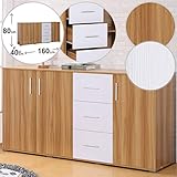 ⭐⭐⭐⭐⭐ ELEGANTE: El diseño minimalista y el color roble-blanco o blanco de esta Cómoda facilitan su combinación con muebles ya presentes en casa