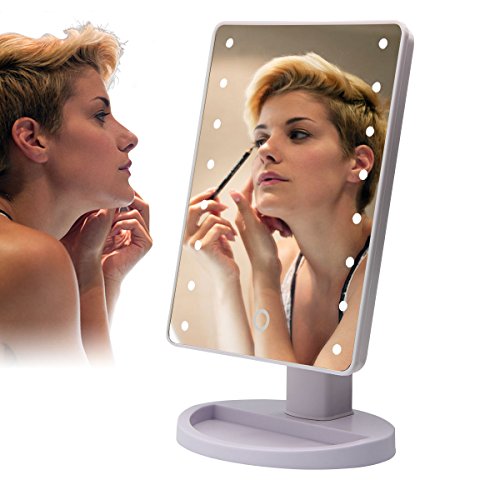 MILKIRAY 16 LED 180° Kosmetikspiegel Led Beleuchtung mit 10 Fach Vergrößerung Touch Switch Make-up Spiegel Tischspiegel Standspiegel - 5