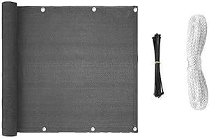 WATERALONE Balcony Privacy Screen Privacy Shield Weather-Resistant Deck Privacy Screen Without Screws, Permeable Balcony, For Backyard Deck Patio Balcony Porch Fence 0.9x5m