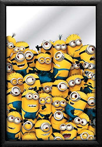Empireposter - Minions - Crowd - Größe (cm), ca. 20x30 - Bedruckter Spiegel Bedruckter Wandspiegel mit schwarzem Kunststoffrahmen in Holzoptik