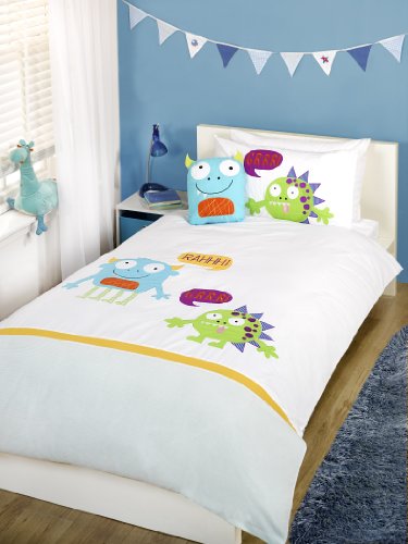 Children Kids Cotton Bedding Monster Single Bed Embellished Duvet Quilt Cover Bedding Set