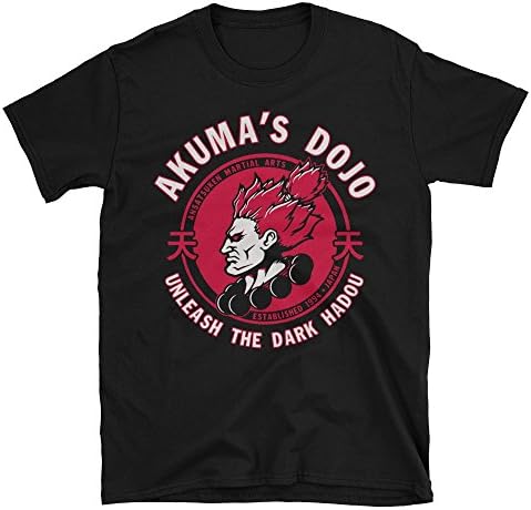 PrintoDTG Men's T-shirt Akumas Dojo Street Fighter Game Tee Perfect Tee DTG Printed Black