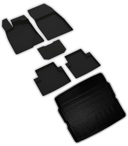 GAFAT Tapis Antidérapants Peugeot E-3008 2024 2025 - Protection Console Centrale, Porte-Gobelet Et Portes En Caoutchouc Noir