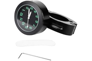 Nikou Motorcycle Handlebar Clock, Waterproof Aluminum Alloy Handlebar Mount Clock Watch Hand Grip Bar Watch Accessory for Universal Motorcycles (Black)