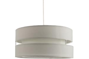 Contemporary Quality Grey Linen Fabric Triple Tier Ceiling Pendant Light Shade | 60w Maximum | Designer Style | 26cm Diameter by Happy Homewares