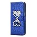 Produktbild Samsung S7 Hülle, SpiritSun Ledertasche Schutzhülle für Samsung Galaxy S7 Liebe Herz Muster Bling Glitter Liquid Flüssig Schwimmend Design Folio PU Leder Tasche Case Cover Bookstyle mit Standfunktion und Kredit Kartenfächer - Blau