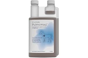 NutriLabs Pulmomag Flytande bronkial hostjuice för hästar för att stödja hälsosam andningsfunktion med extrakt av anis, nässla, timjan, marshmallow och vitlök, med magnesium, 1,0 l